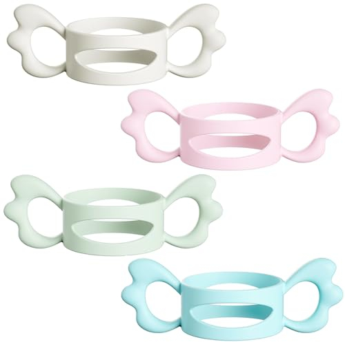Morofme Babyflaschengriffe 4 Stück,Gute Griffigkeit Silikon Babyflaschen Griffe,für Avent Natural Serie und Außendurchmesser über 6cm Weithals Babyflaschen, für Baby Greifdesign Zubehör