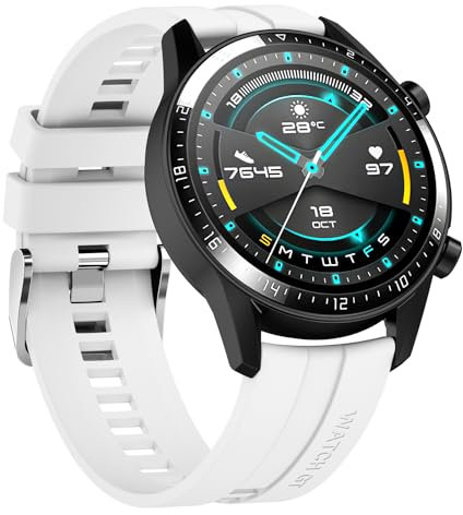 Mugust Correa para Samsung Galaxy Watch 3 45mm/Galaxy Watch 46mm/Huawei GT 2 46mm Mujer Hombre,22mm Correas Silicona Pulseras para Huawei Watch GT3 46mm/GT2 Pro/GT Sport Active Classic 46mm(Blanco)
