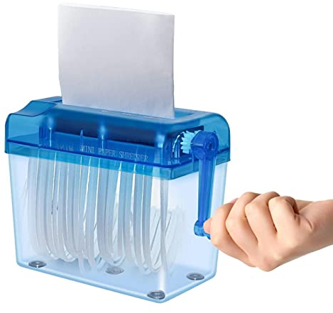 handgeschnittener Aktenvernichter, Handkurbel-Aktenvernichter, manueller Aktenvernichter, Streifenschnitt-Aktenvernichter für Papierrechnungen, Quittungen mit 1-Liter-Ausziehkorb