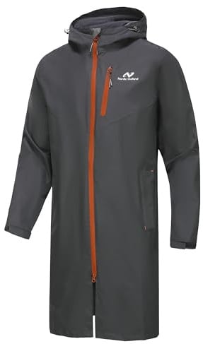 NORDIC OUTLAND Veste de pluie pour homme, imperméable et respirante avec doublure en maille, coupe-vent pour les activités de plein air