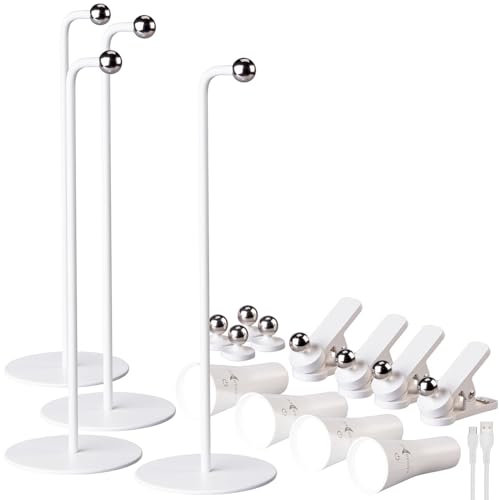 Lunartec Multi-Akku-Lampe: 4er-Set 4in1-Akku-Tisch-, Wand-, Klemm- und Taschenlampe, 3 Modi, weiß (Nachttischlampe Touch dimmbar, Innenleuchten, LED Wohnzimmerleuchten)