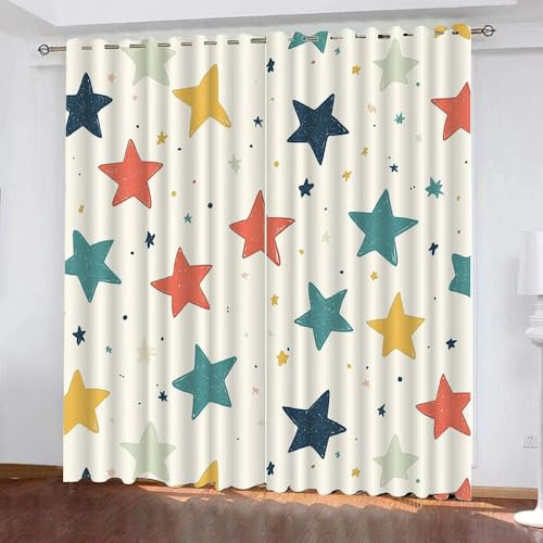 Generisch Graue und Weiße Sterne Verdunklungsvorhänge Kinderzimmer Mädchen Jungen,Gardinen Vorhang Blickdicht mit Ösen,Kinder Vorhang Verdunkelung 2Er Set Für Schlafzimmer Wohnzimmer,140X160Cm,A13