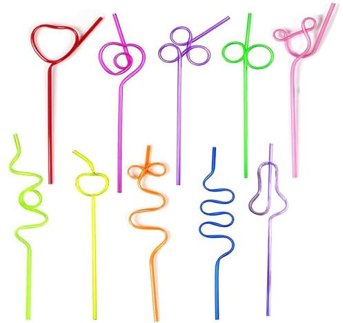 Crazy Straws,40 Pcs Silly Straws for Kids, Reusable Plastic Loop Curly Fun Crazy Drinking Straws for Classroom ActivitiesValentine’s Day Gift,Christmas Birthday Wedding Party Supplies Decoration