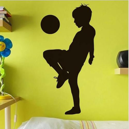 ZEALPLANT Junge spielt Fußball kreative Wandaufkleber Fußball Kinder Tapete Schlafzimmer Sport Wohnzimmer Kunst Wandtattoo