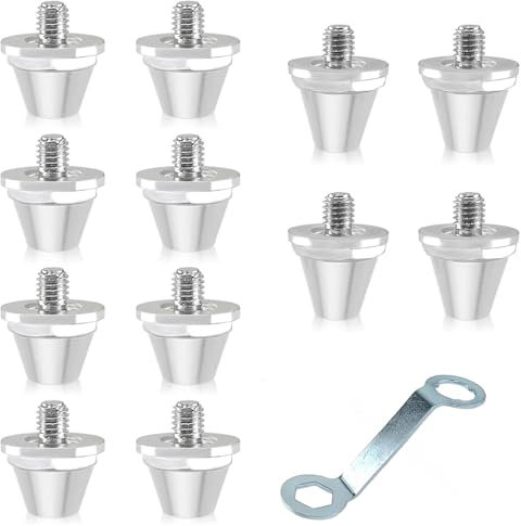 Viojrlly 12 EspáRragos de Recambio con Llave de EspáRragos Tornillos de Aluminio para Botas de FúTbol Tacos de FúTbol para Botas de FúTbol, 2 TamañOs,11mm, 13mm