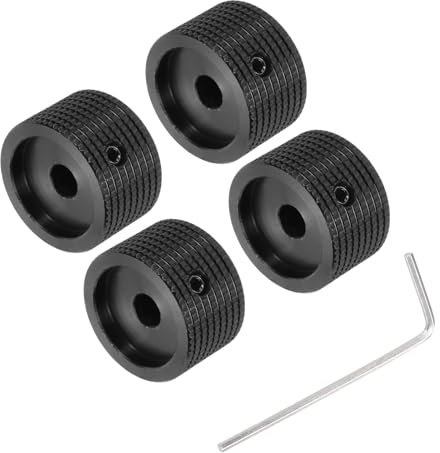 sourcing map 4PCS Guitar Knobs Metal, Volume Tone Control Dome Knobs 6 x 25 x 15.5 mm Potentiometer Knobs with Wrench for Electric Guitar Bass, Black
