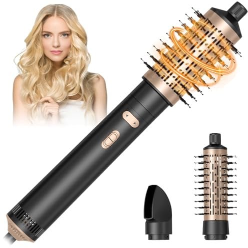 HyAdierTech Warmluftbürste Rotierend Set, 3 In 1 Airstyler Set mit Föhn,Warmluftbürste, Haartrockner Thermal Brush, Leistungsstarke Föhnbürste zum Trocknen, Glätten, Formen (schwarz)