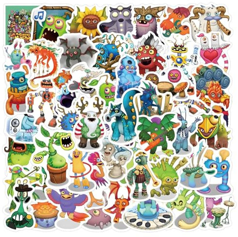 My Singing Monster Aufkleber für Laptop(50PCS),Geschenk für Kinder Jugendliche Erwachsene Jungen,My Singing Monster Wasserdicht Vinyl Aufkleber Stickers für Scrapbook,Skateboard,Auto,Gepäck