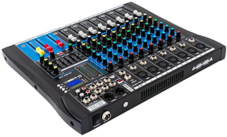 DJ Digital Mischpult Bluetooth Soundboard mit Verstärker Audio Mixer Mehrkanalmischer 8 Kanäle, 5-Band-Gleichlauter, 4 Hall-Effekte,für Home-KTV, Konferenzen, Bühnen