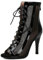 Ceciloroda Women Heeled Burju Dance Shoes Peep Toe Mesh Booties Stiletto Heels Gladiator Sandals Comfy Dressy Sandals Ballrrom Lace Up Black Size 37