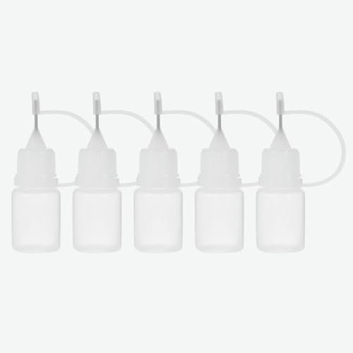 Temporalis® - Flacons Applicateurs de Précision 5ml (x5) | Bouteilles Vides Souples avec Embouts Fins pour Colle, Encre, Peinture, Quilling, DIY - Application Facile & Sans Fuite