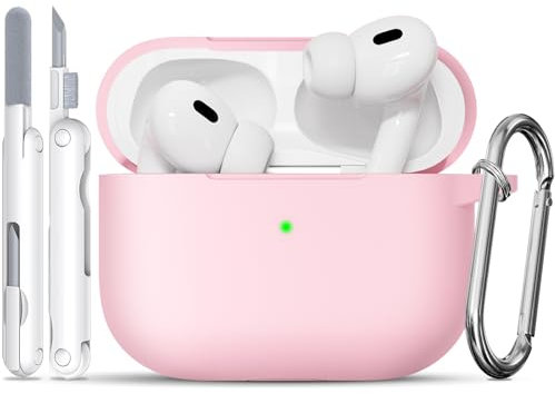 TNSNK Case for Airpods Pro 2nd/1st Gen, Silikon Shockproof Protective for Airpods Pro Case Cover (2023 USB-C/Lightning Cable) with Cleaning Kit and Carabiner, Support Wireless Charging