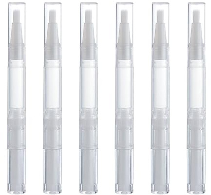 6 Stück leerer Drehstift mit Pinsel – vielseitig und einfach zu verwenden für verschiedene kosmetische Anwendungen, Kunststoff, transparent, Drehstifte, weiß