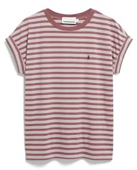 ARMEDANGELS Damen T-Shirt aus Bio-Baumwolle IDAARA Stripes Loose Fit Ice Grape-Dark Berry Xs