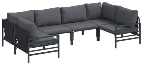 vidaXL Garden Sofa Set 6 pcs Anthracite Steel, Alfresco Dining, Outdoor Lounge Set, Garden Porch Furniture, Patio Setup, Cozy Balcony Suite for Entertaining Friends
