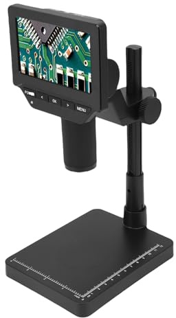 Vikye 1000x Digitales Mikroskop mit 4,3 -Zoll -LCD -Bildschirm, Wiederaufladbarer USB -Mikroskopkamera mit 6 LED -Leuchten & Ständer Zum Löten und Elektronikreparatur