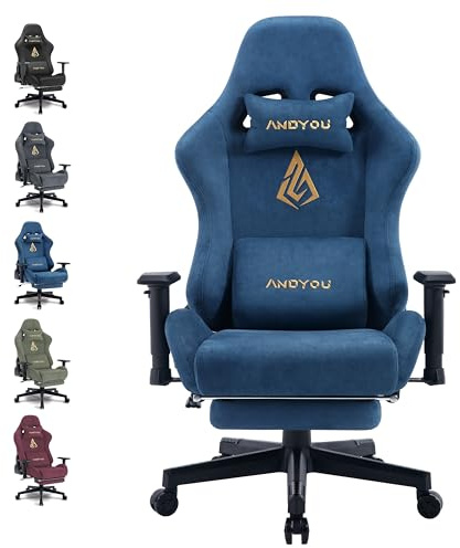Andyou Silla Gaming Ergonómica | Reclinable 150° con Reposabrazos 2D Ajustables, Soporte Lumbar y Cervical, Capacidad 200 kg, Ruedas Silenciosas