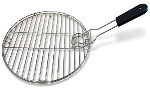 Hochwertig verarbeiteter, rundförmiger Grillrost Grillgitter aus 304 Edelstahl Ø 42 cm für Holzkohlgrill, BBQ Grillzubehör inkl. Handgriff