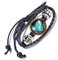 Feilok Elegant 12 Sternbild Steinbock Unisex Verstellbar Armbänder Armband Legierung Leder Beads Seil Armkette Armreif, Farbe: Schwarz und Blau