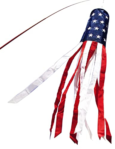 Anley 40 Zoll Amerikanische US-Flagge Windsack, Stars & Stripes USA Patriotische Dekorationen - Gestickte Sterne und lichtecht - 3,3 Füße