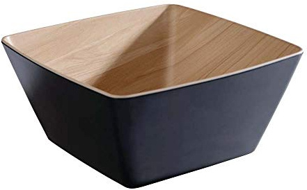APS 84593 Schale FRIDA, 25 x 25 cm, Höhe 12 cm, Melamin, schwarz/Holzoptik