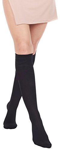 Unbekannt Kompressionsstrümpfe 280 Den KKL 2 Kompression Kniestrümpfe Socken mmHg 23-32 beige schwarz (S/M, schwarz)