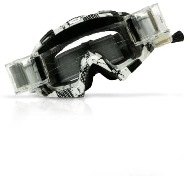 TWO-X Crossbrille - Roll Off - MX Brille - Motocrossbrille mit Klarglas - Kratzfeste Motorradbrille - Enduro & Downhill - Race - Factory Weiß-Schwarz