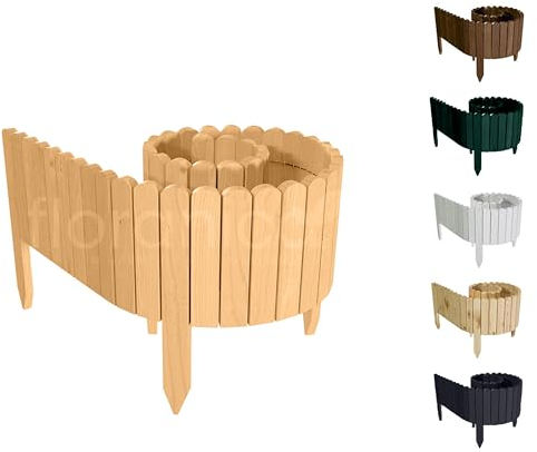 Floranica Rollborder Clôture Flexible en Bois de pin 200 x 30 cm Nature Bordure de Parterre de Gazon Décoration Clôture de Jardin Exterieur pour vergers Palissade en Bois