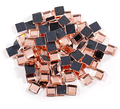 PENVEAT 200pcs Colorful Mirror Square 5x5mm Super Bright Glass Crystals Hot fix Rhinestones Iron Use On Fabric Garment DIY,Champagne 200pcs
