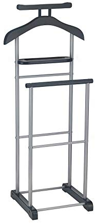 CARO-Möbel Herrendiener Assam in schwarz mit Ablage, Stummer Diener, praktische Kleiderablage, moderner Kleiderständer mit Metallgestell