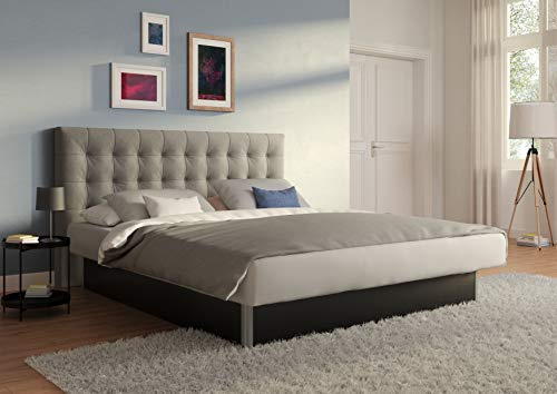 SuMa - Wasserbett komplett 180x220 dual freistehend m. Sockel schwarz und Kopfteil Nuevo, Farbe lightgrey 180x220 cm in 11 Farben