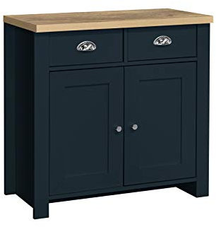 Birlea Highgate 2 Door 2 Drawer Sideboard Navy Blue & Oak Effect