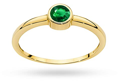 MARKO Klassischer Damen-Goldring mit 0,30 Karat Smaragd, 14 Karat Gold (585) | Goldring mit Box | Goldring für Frauen (Smaragd, 60 (19.2))