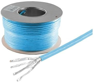 Helos Verlegekabel, Cat 8, S/FTP, PiMF, LSZH, blau, 305m drum