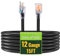 GREATIDE 15 Ft Lighted Outdoor Extension Cord - 12/3 SJTW Heavy Duty Black Extension Cable with 3 Prong Grounded Plug - 15 Amp Power Cord for Lawn, Garden, Appliances