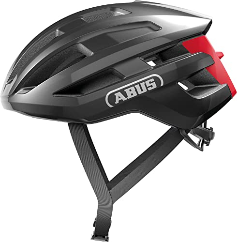 ABUS Rennradhelm PowerDome - leichter Fahrradhelm mit cleverem Belüftungssystem und aerodynamischem Profil - Made in Italy - für Damen und Herren - Dunkelgrau, Größe L