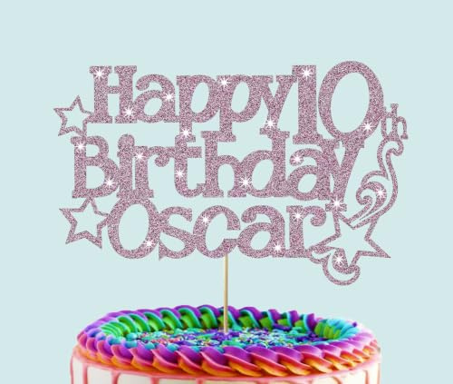 Personalised Birthday Glitter Cake Topper With Name & Age Options (Rose Gold)