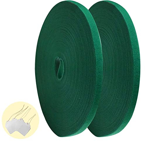 CUWELT 50M Klettband Pflanzenbinder Extra Stark,1cm Breit Grün Selbstklebendes Klettband Wetterfeste Plant Ties Pflanzenband für Pflanzen,Garten,Blumen,Zweigen,Tomaten