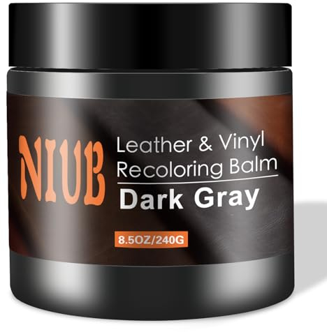 NIUB Lederreparaturset, 240g Dunkelgrau Kunstleder Reparatur Set, Leder Kratzer Entferner, Leder Rückfärbebalsam für Sofas, Möbel, Lederschuhe, Ledercouch Farbe, Schnell trocknender Lederbalsam