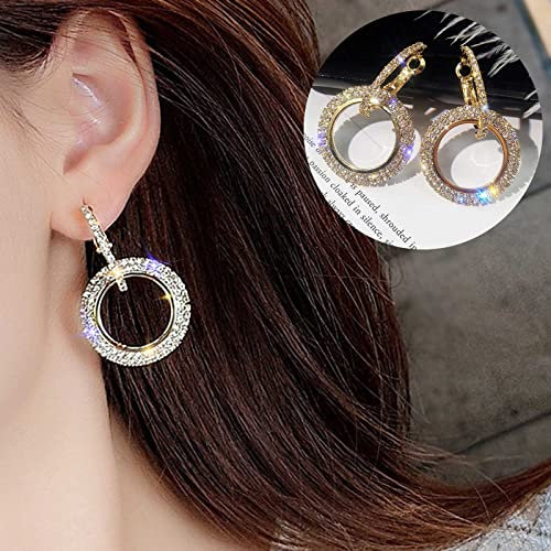 Wendalern Kubikzirkonia-Creolen Volldiamant-Kreis-Ohrringe CZ-Creolen-Ohrstecker Funkelnde ineinandergreifende Creolen Strass-Huggie-Creolen Hochzeit Brautohrringe Schmuck für Frauen