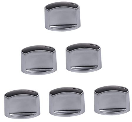 6pcs Gas Stove Knob Push Button Stove Hardware Gas Stove Control Knobs Metal Stove Adaptors Zinc Alloy Power Supply Silver To Rotate Rice Cooker