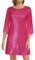 GRACE KARIN Damen Party Cocktailkleid Pailletten Kleid 3/4 Ärmel Club Glitzer Kleid Vintage MidiKleid Festlich Hochzeit Abendkleid M Rosa Rot-Pailletten CL1812A22-09
