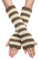ILUFAM Women Girls Knitted Arm Warmer Striped Fingerless Gloves Thumb Hole Wrist Warm Gloves Winter (Khaki&Beige)