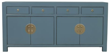 Fine Asianliving Chinesisches Sideboard Arctic Blau Grau - Orientique Kollektion B180xT40xH85cm China Chinesische Kommode chinesischer Schränke China Möbel Orientalischer Asiatischer