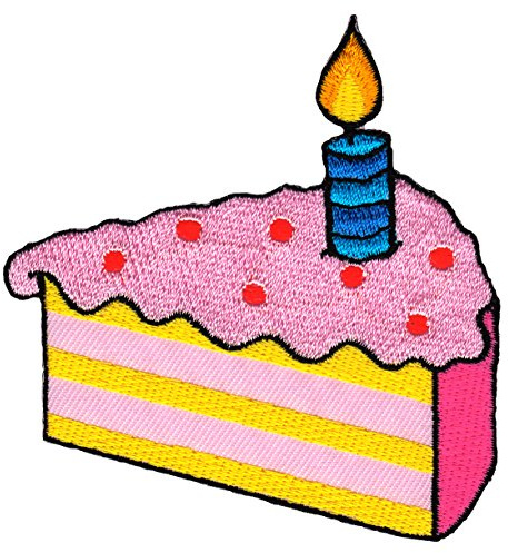 Kuchen Kerze Gestickt Aufnäher zum aufbügeln oder aufnähen Bügelbild Aufbügler für Kleidung gestickter Bügelpatch Applikation Geburtstag Patch Größe 8,5 x 8,7 cm