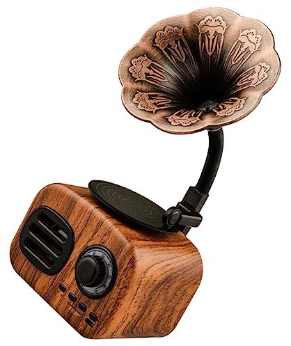 Gatuida Enceinte sans Fil Rétro Haut-Parleur De Basses Portable en Bois De Noyer, Style Phonographe Vintage, Fonction sans Fil Rechargeable, Usage Intérieur Et Extérieur, Coloris Noyer