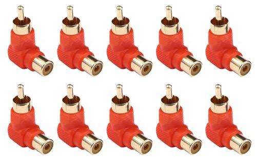 ZEZEFUFU 10 adaptadores RCA de ángulo recto de 90 grados macho a hembra RCA adaptador conector de enchufe
