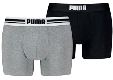 PUMA Everyday Placed Logo Boxer 2 Units S, Grau Melange/Schwarz, S