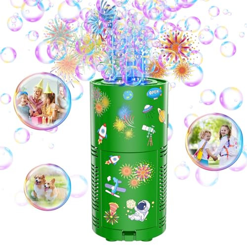 Panamalar Macchina Bolle di Sapone, Macchina a Bolla D'artificio per Bambini 10000+ Bolla/Min, 13 Fori Automatico Soffiatore di Bolle con Luci/Batteria/80ml Soluzione per Festa All'aperto Matrimonio