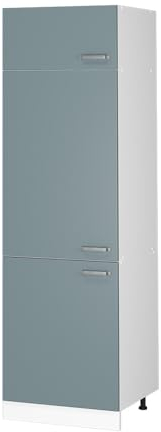 Vicco Kühlumbauschrank R-Line, Hochschrank für die Küche, Blau-Grau/Weiß, 60 cm